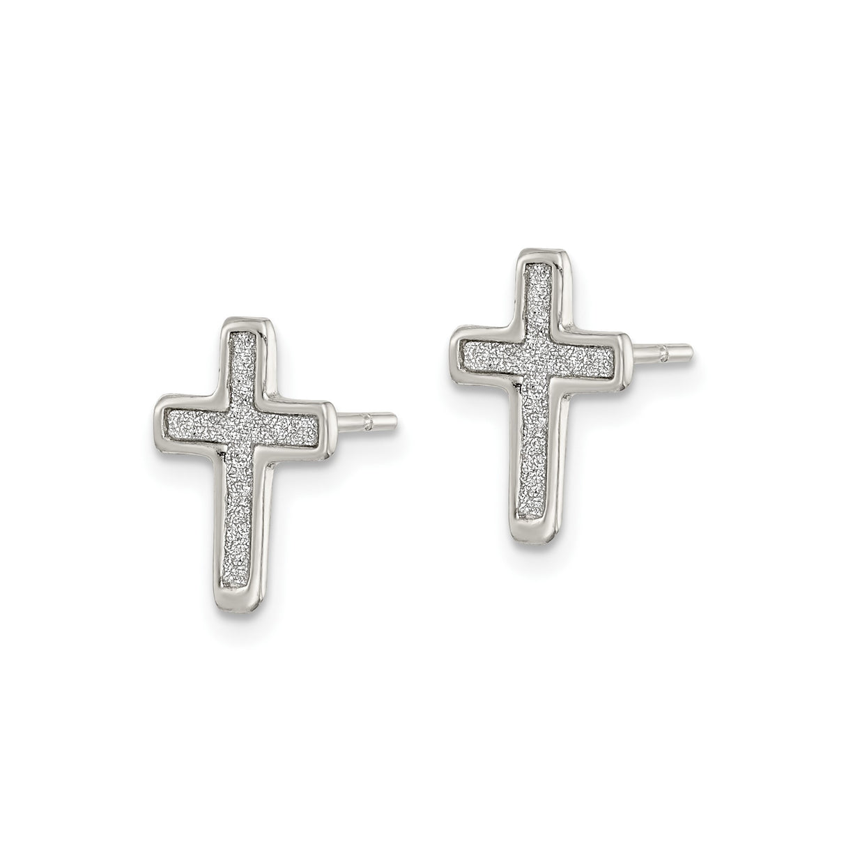 Sterling Silver Cross Earrings with Polished Latin Cross Design for Men and Women