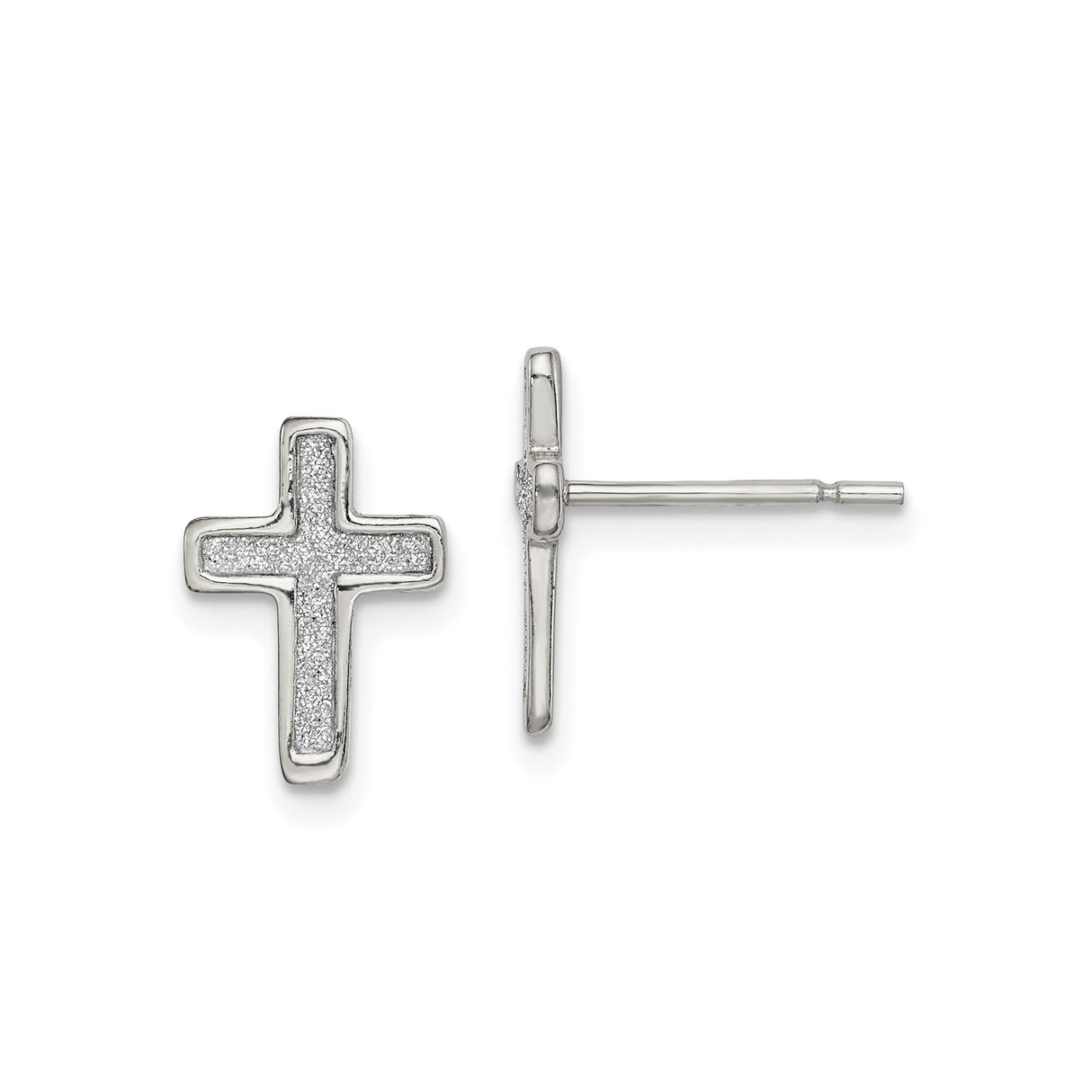 Sterling Silver Cross Earrings with Polished Latin Cross Design for Men and Women