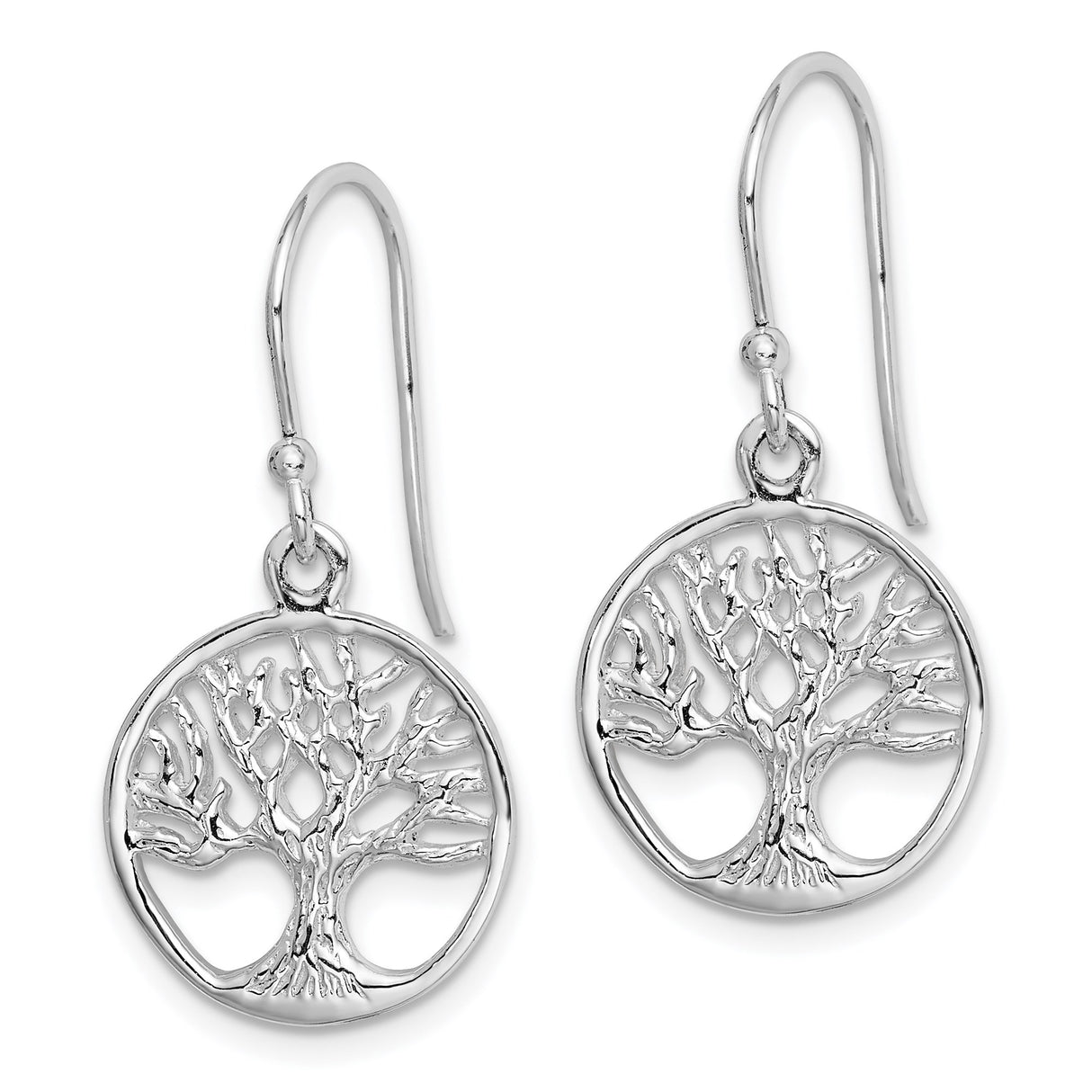 Sterling Silver Dangle Earrings with Openwork Tree of Life Design, Boho Celtic Style