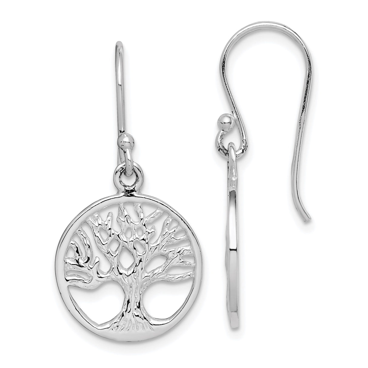 Sterling Silver Dangle Earrings with Openwork Tree of Life Design, Boho Celtic Style