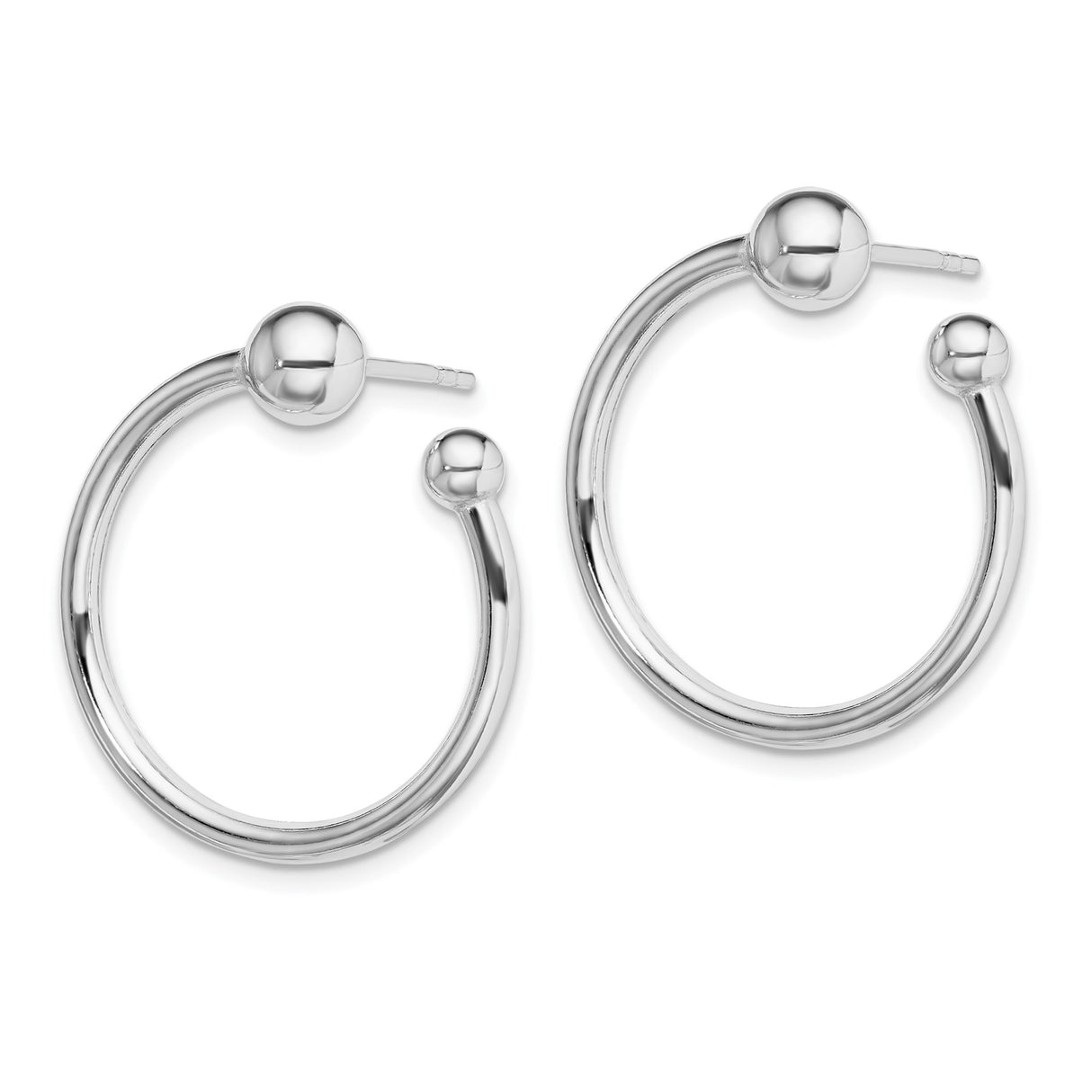 Sterling Silver Hoop Stud Earrings with Polished Ball Ends, Minimalist Modern Design for Women