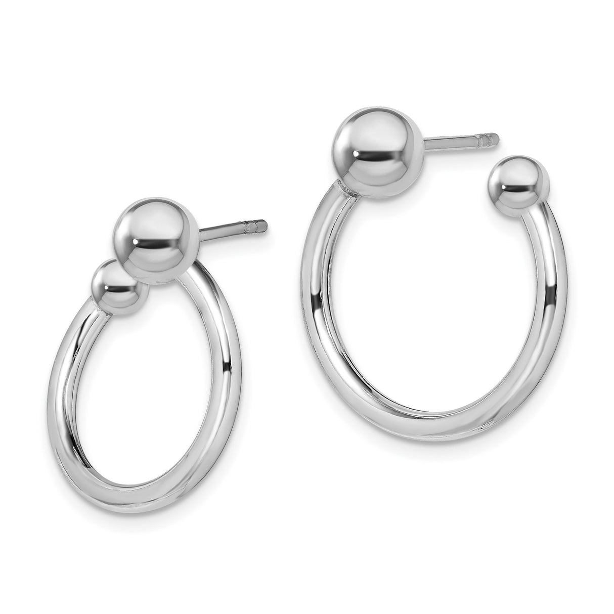 Sterling Silver Open Hoop Stud Earrings with Ball End, Minimalist Unisex Design