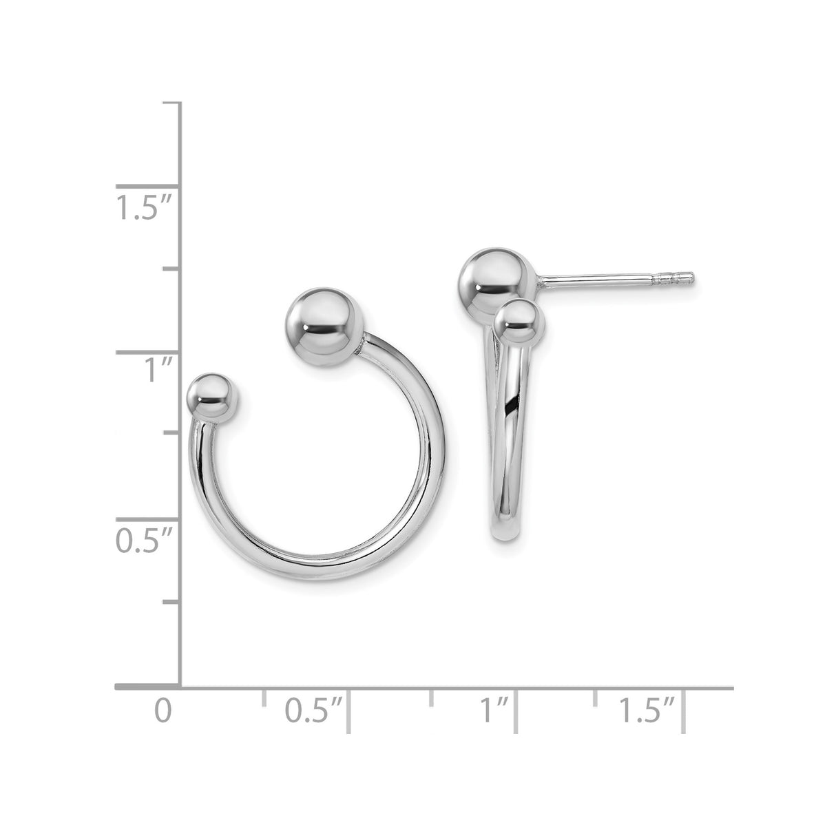 Sterling Silver Open Hoop Stud Earrings with Ball End, Minimalist Unisex Design