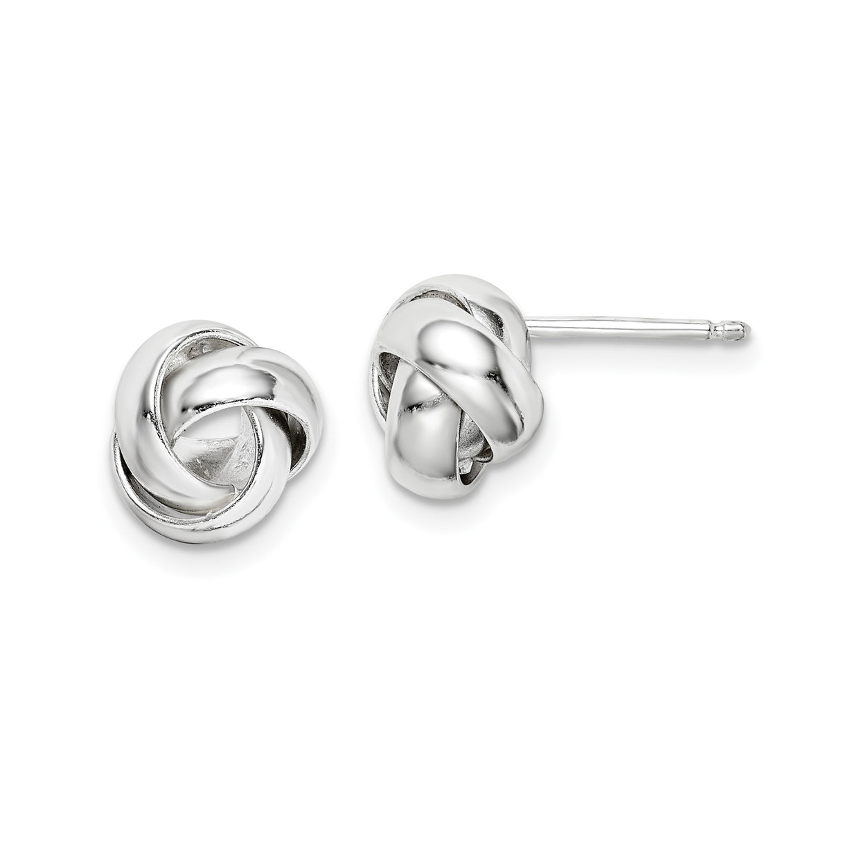 Sterling Silver Love Knot Stud Earrings with Twisted Design Symbolizing Eternal Love