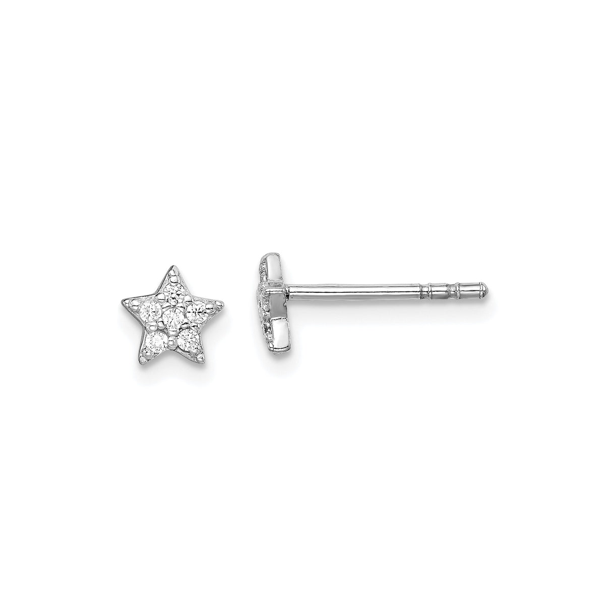 Sterling Silver Star Stud Earrings with Cubic Zirconia, Celestial Minimalist Design