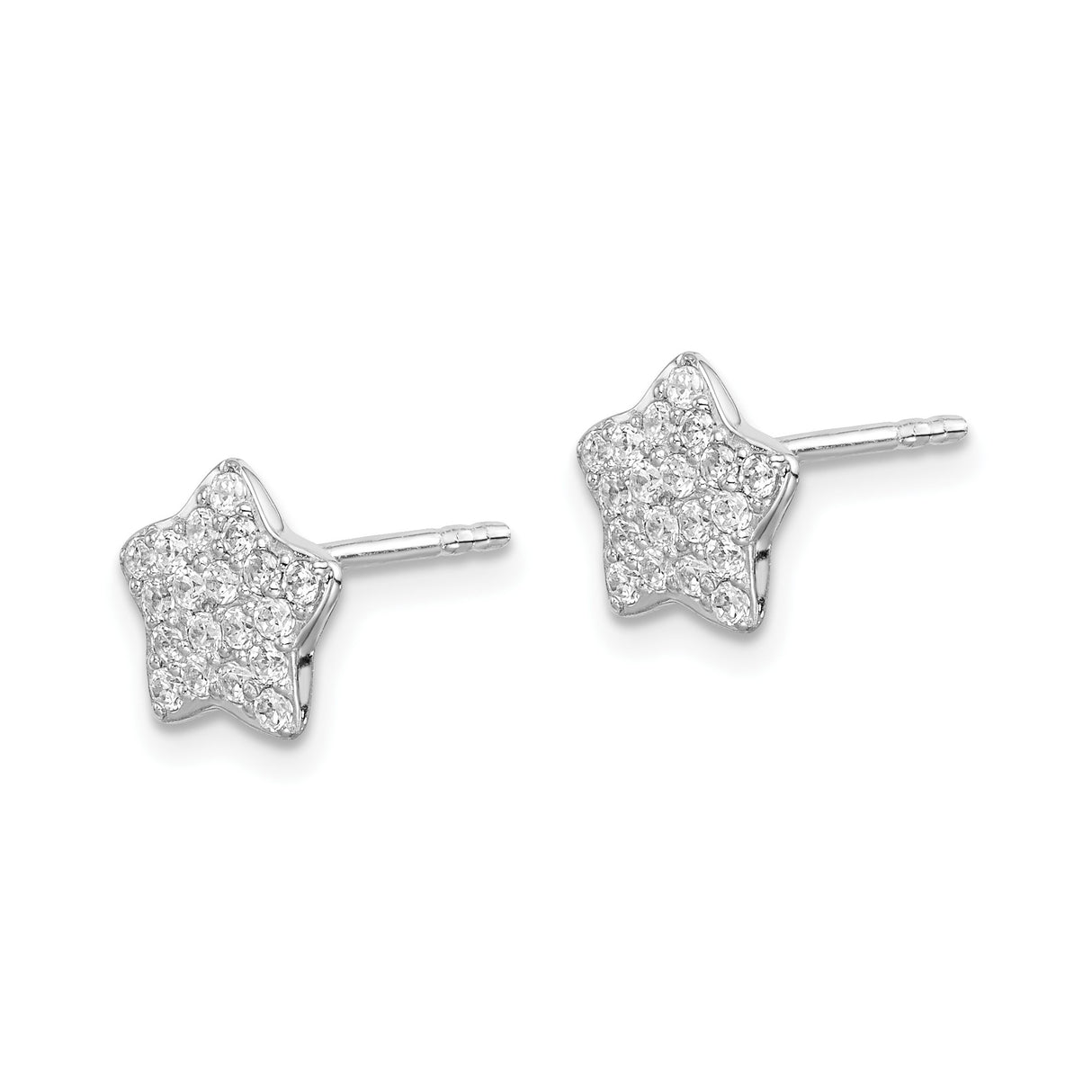 Sterling Silver Star Stud Earrings with Cubic Zirconia, Celestial Modern Design