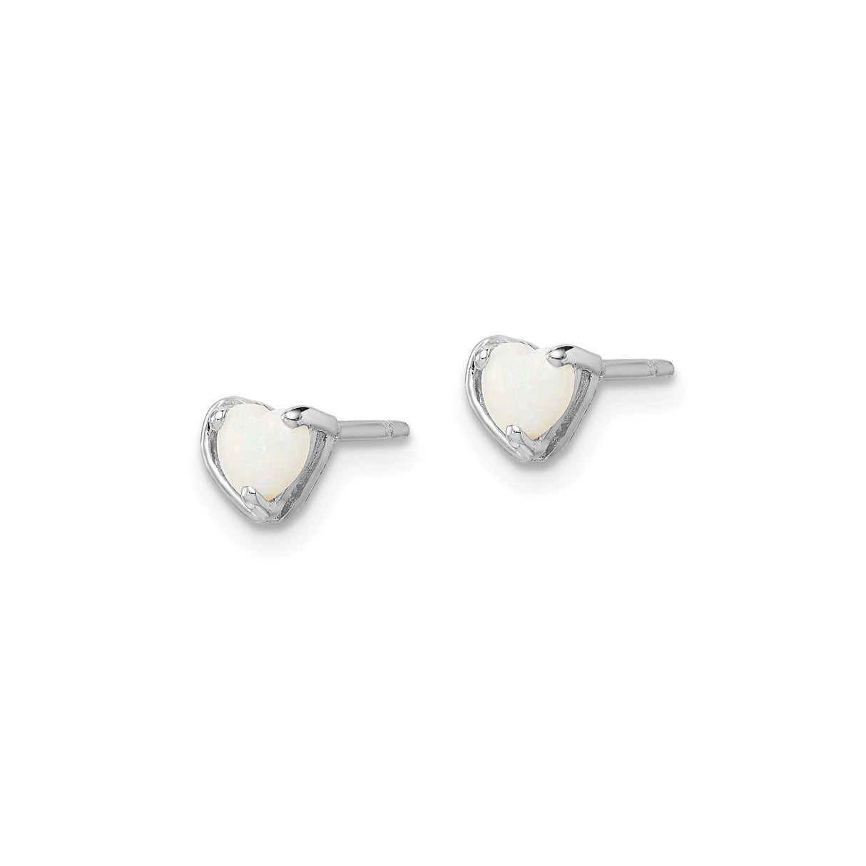 Sterling Silver Heart Stud Earrings with Created Opal, Romantic Minimalist Design
