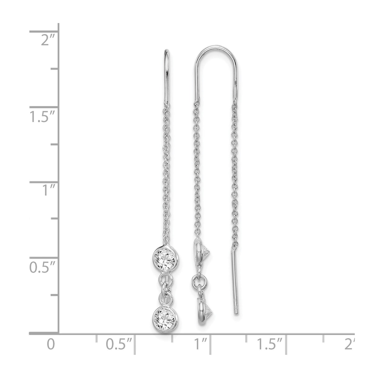 Sterling Silver Threader Earrings with Cubic Zirconia Drops and Delicate Chain Design