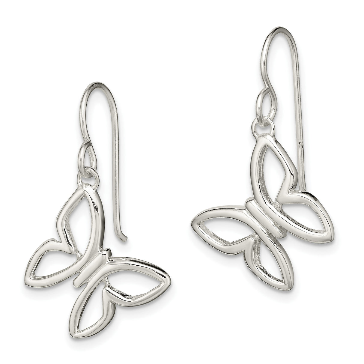 Sterling Silver Butterfly Dangle Earrings with Open Wing Design, Nature Inspired Jewelry