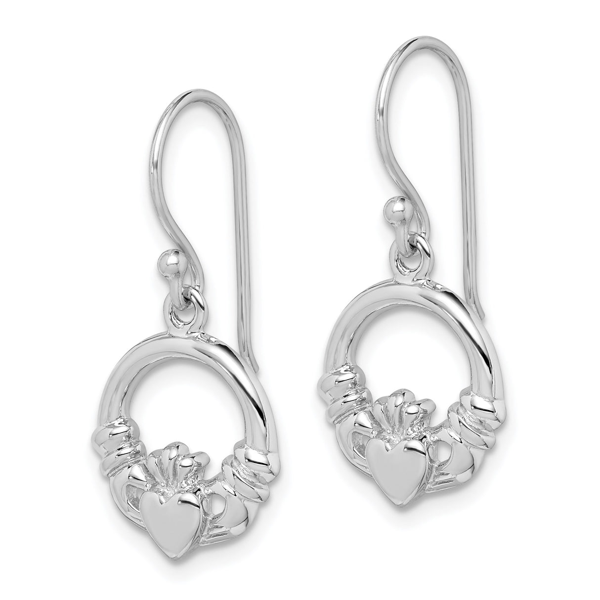 Sterling Silver Claddagh Drop Earrings with Crowned Heart Design and Celtic Symbolism for Women