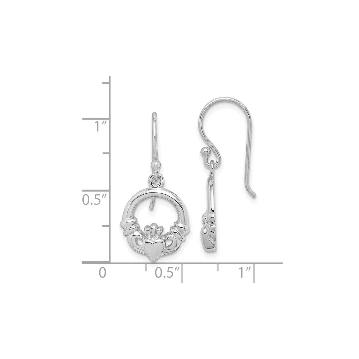 Sterling Silver Claddagh Drop Earrings with Crowned Heart Design and Celtic Symbolism for Women