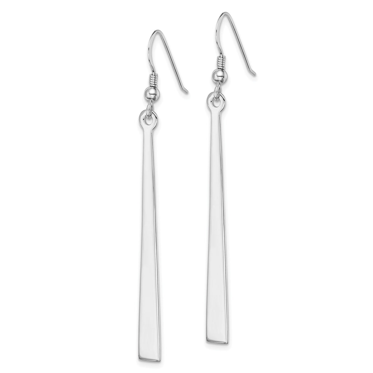 Sterling Silver Drop Earrings, Long Tapered Bar Design, Minimalist Linear Style for Women