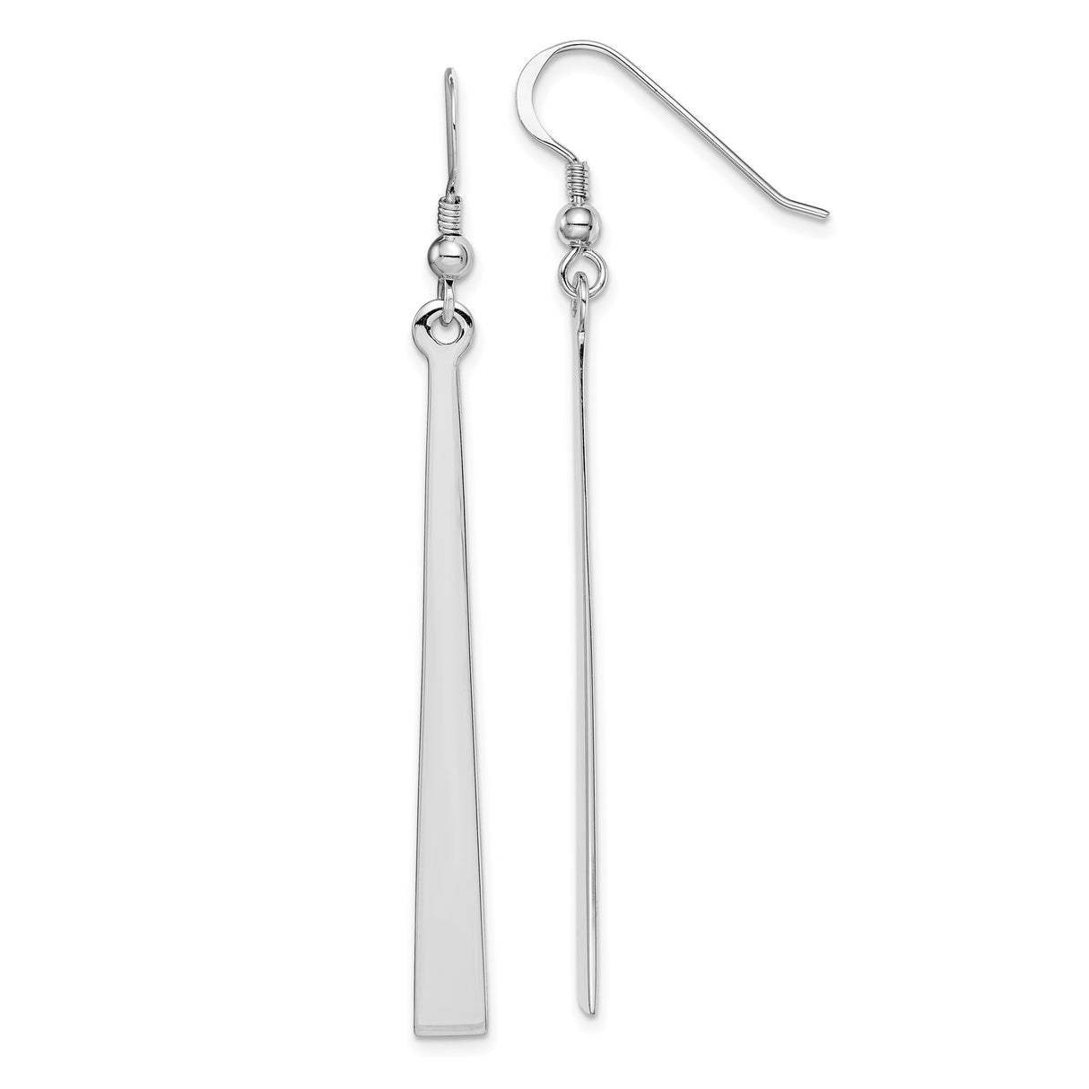 Sterling Silver Drop Earrings, Long Tapered Bar Design, Minimalist Linear Style for Women
