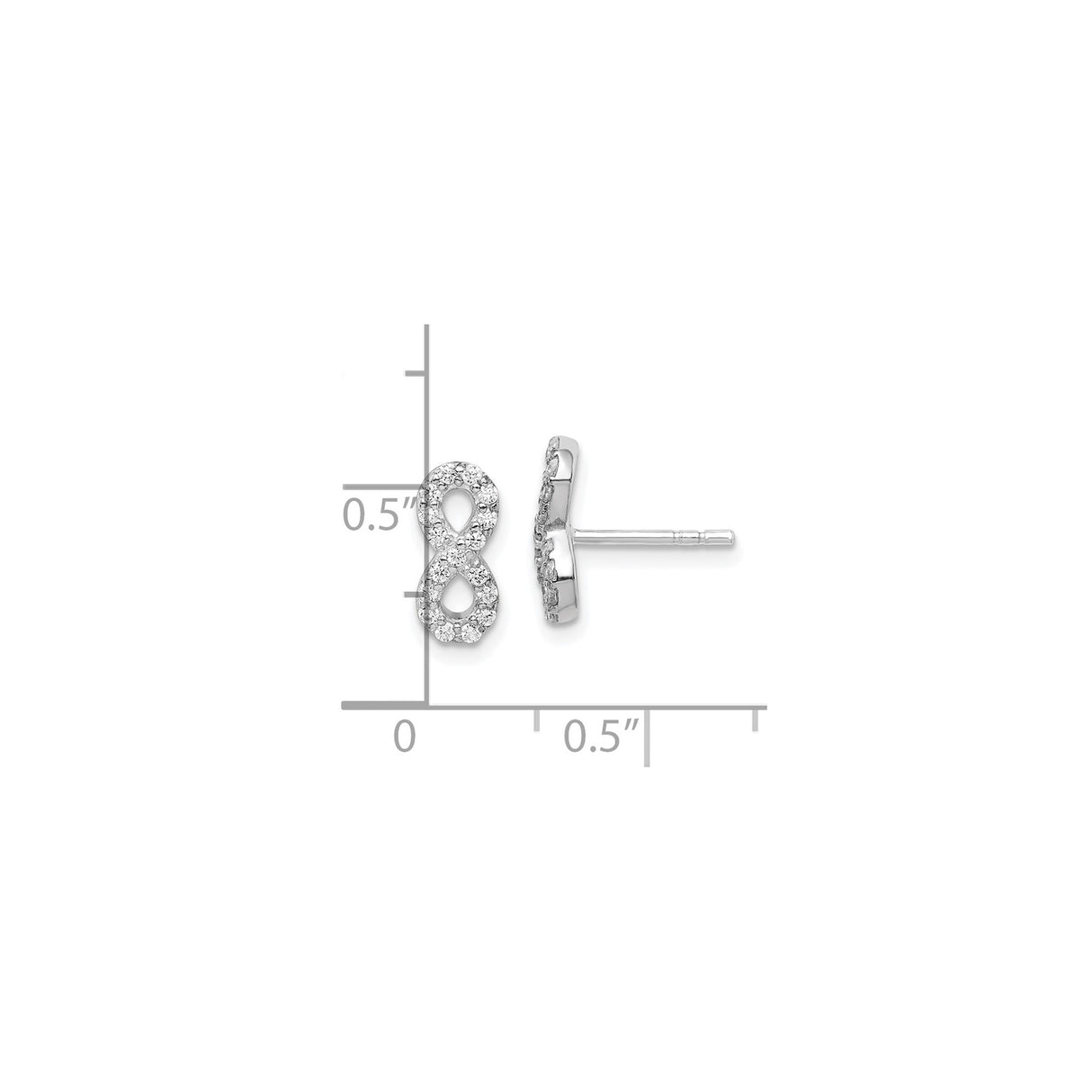 Sterling Silver Infinity Stud Earrings with Cubic Zirconia, Symbolic Spiritual Jewelry for Women