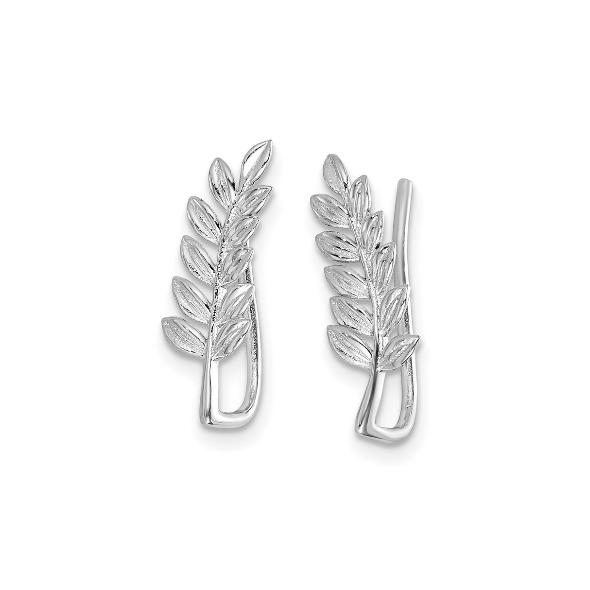 Sterling Silver Leaf Ear Climbers, Laurel Branch Earrings, Nature Inspired Botanical Design