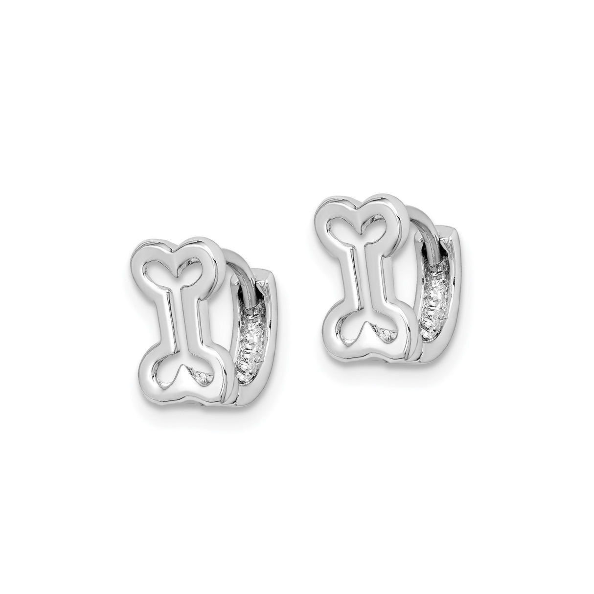 Sterling Silver Huggie Hoop Earrings with Polished Dog Bone Design