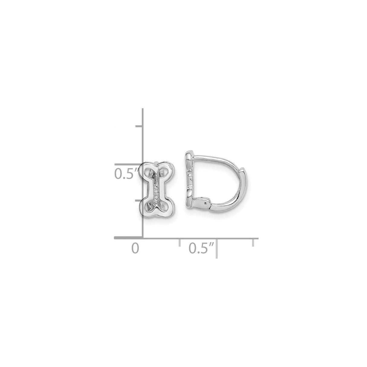 Sterling Silver Huggie Hoop Earrings with Polished Dog Bone Design