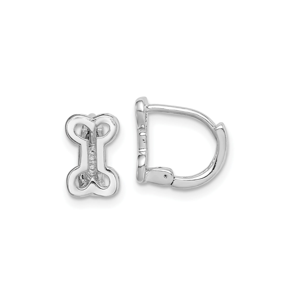 Sterling Silver Huggie Hoop Earrings with Polished Dog Bone Design