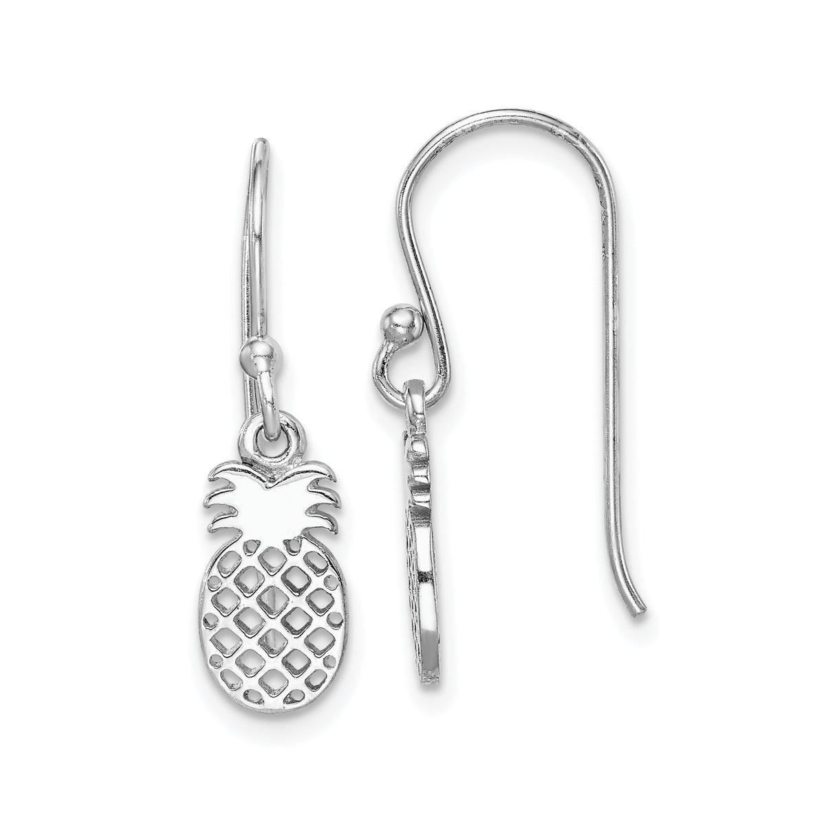 Sterling Silver Pineapple Dangle Earrings, Tropical Fruit Design, Lightweight Summer Jewelry
