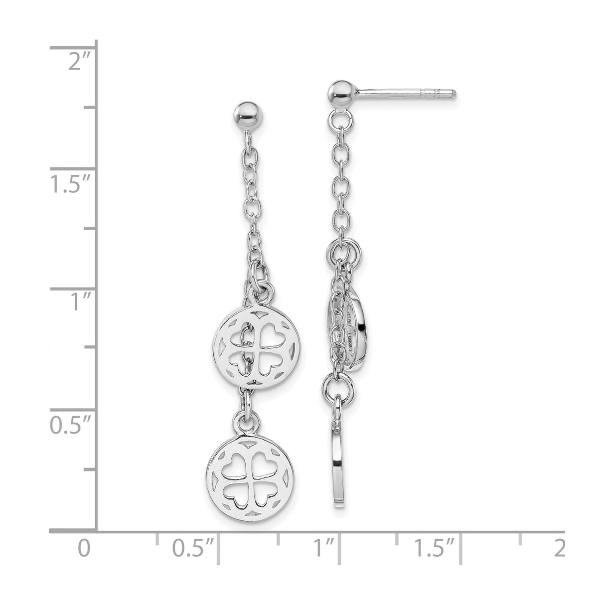 Sterling Silver Four Leaf Clover Dangle Earrings with Delicate Chain, Boho Celtic Style