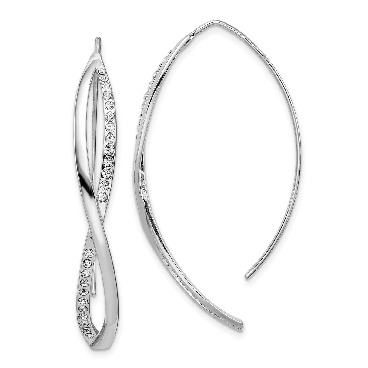Sterling Silver Crossover Hoop Earrings with Cubic Zirconia and Infinity Twist Design
