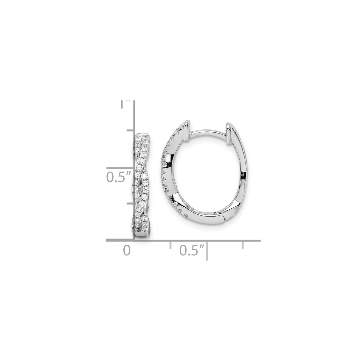 Sterling Silver Hoop Earrings with Cubic Zirconia, Twisted Infinity Huggie Style