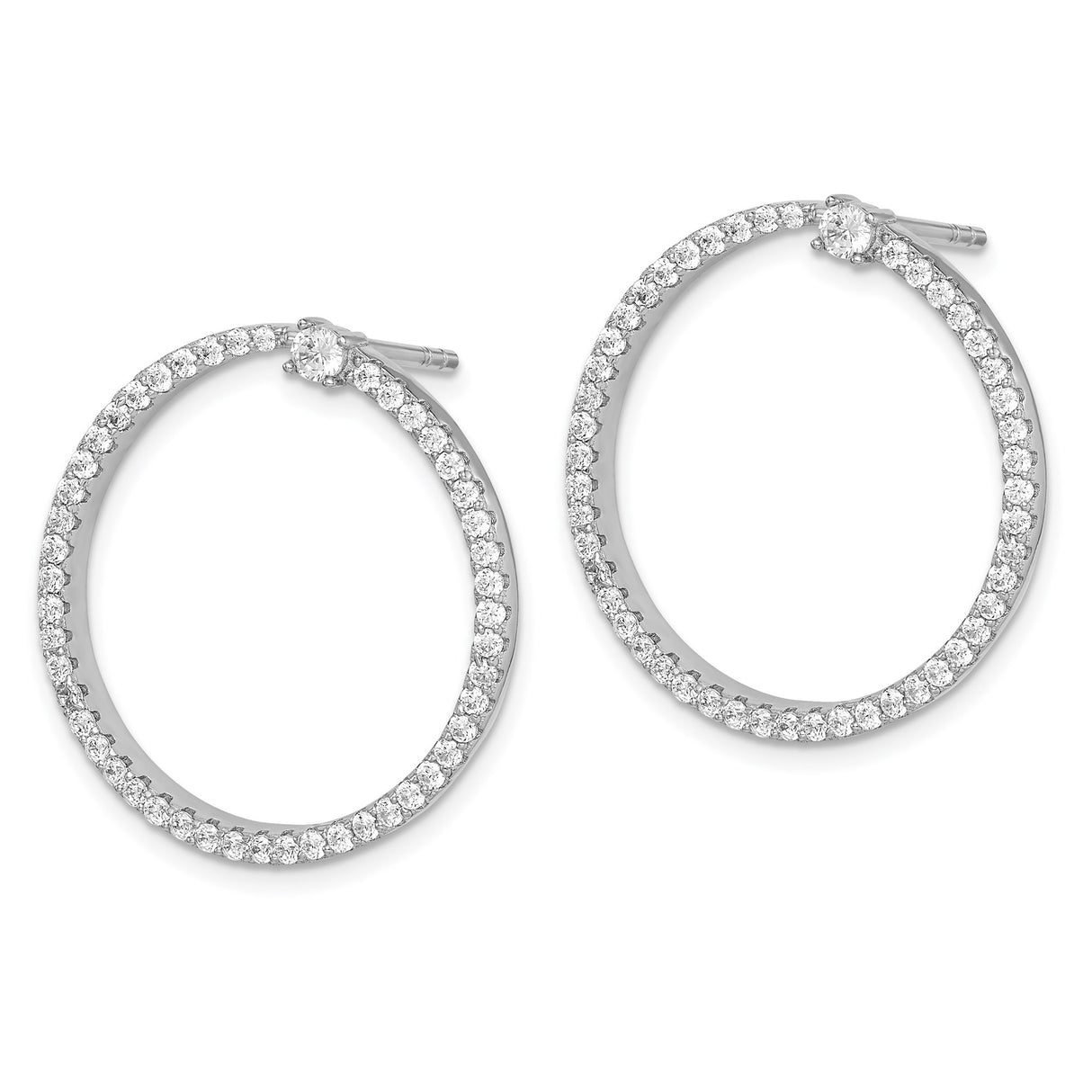 Sterling Silver Hoop Earrings with Cubic Zirconia, Full Circle Dangle Design for Women