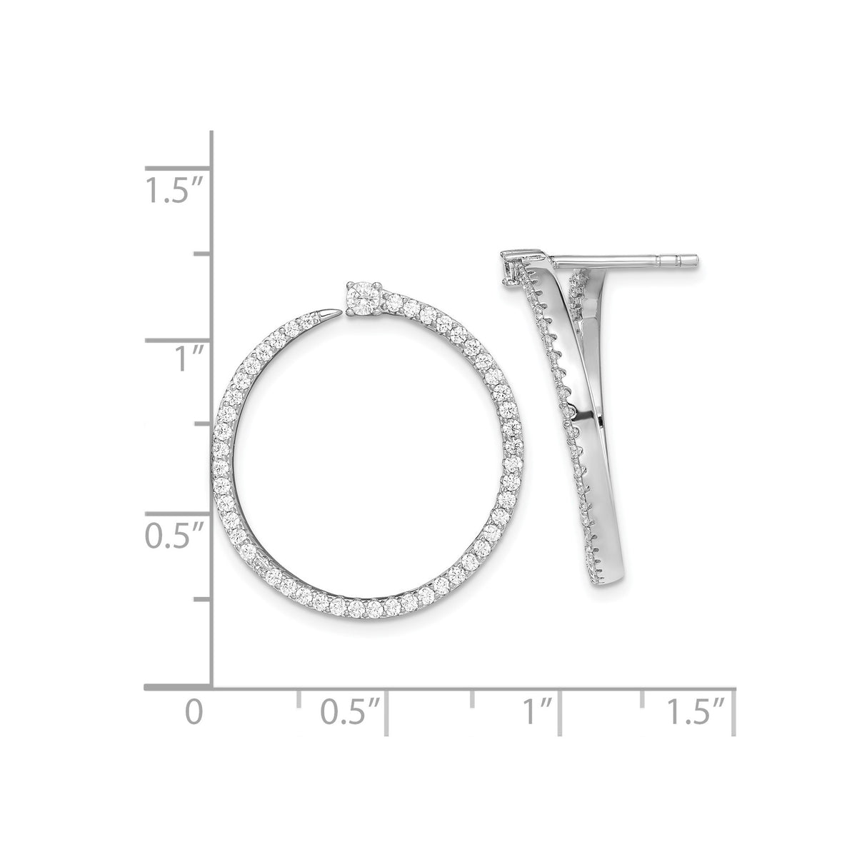 Sterling Silver Hoop Earrings with Cubic Zirconia, Full Circle Dangle Design for Women