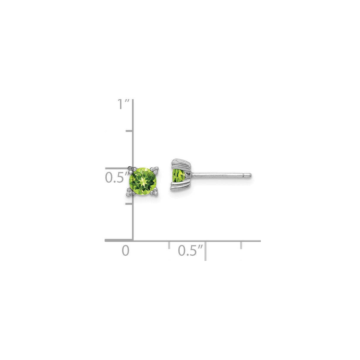 Sterling Silver Stud Earrings with Peridot, Round Cut Minimalist August Birthstone Jewelry