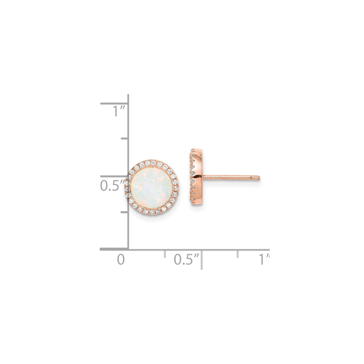 Sterling Silver Opal Halo Stud Earrings with Cubic Zirconia Accents for Women