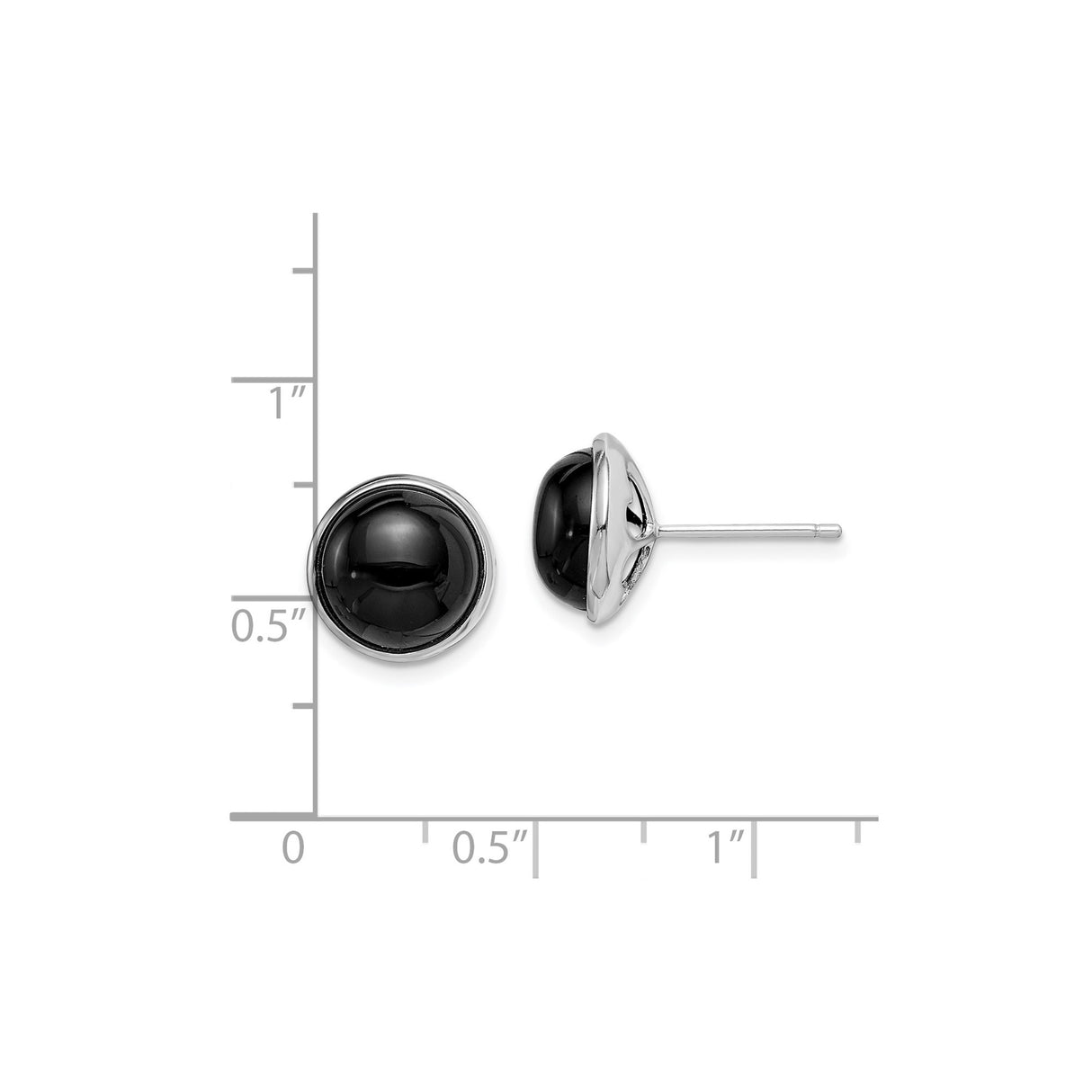 Sterling Silver Stud Earrings with Black Onyx, Smooth Bezel Setting, Minimalist Design for Women