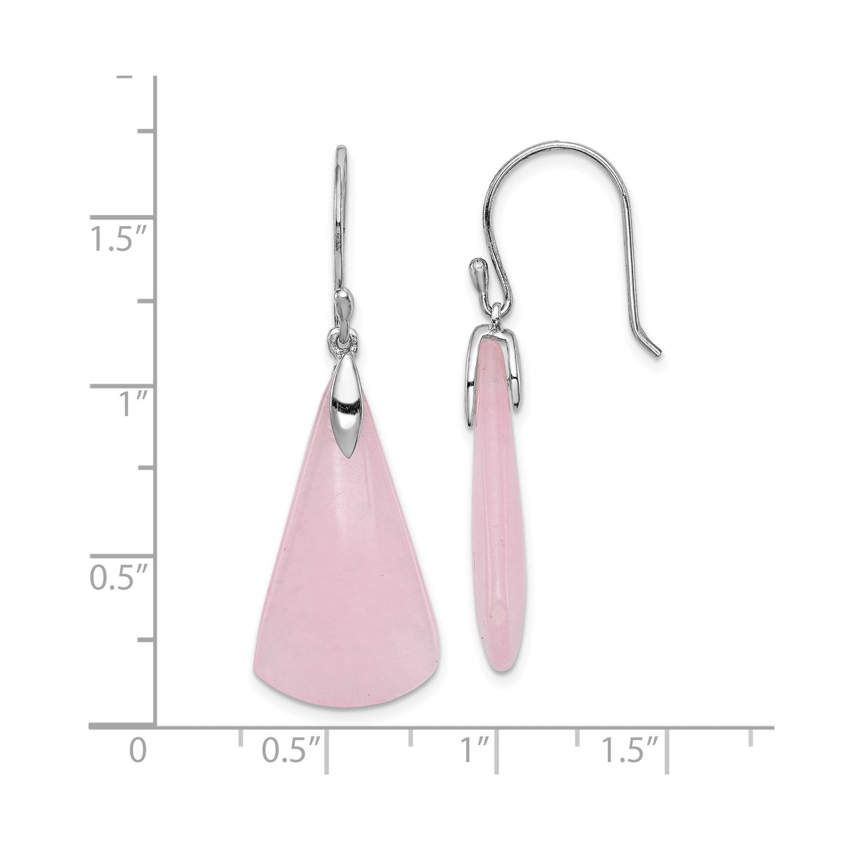 Sterling Silver Dangle Earrings with Pink Quartz Teardrop Stones, Minimalist Long Drop Design