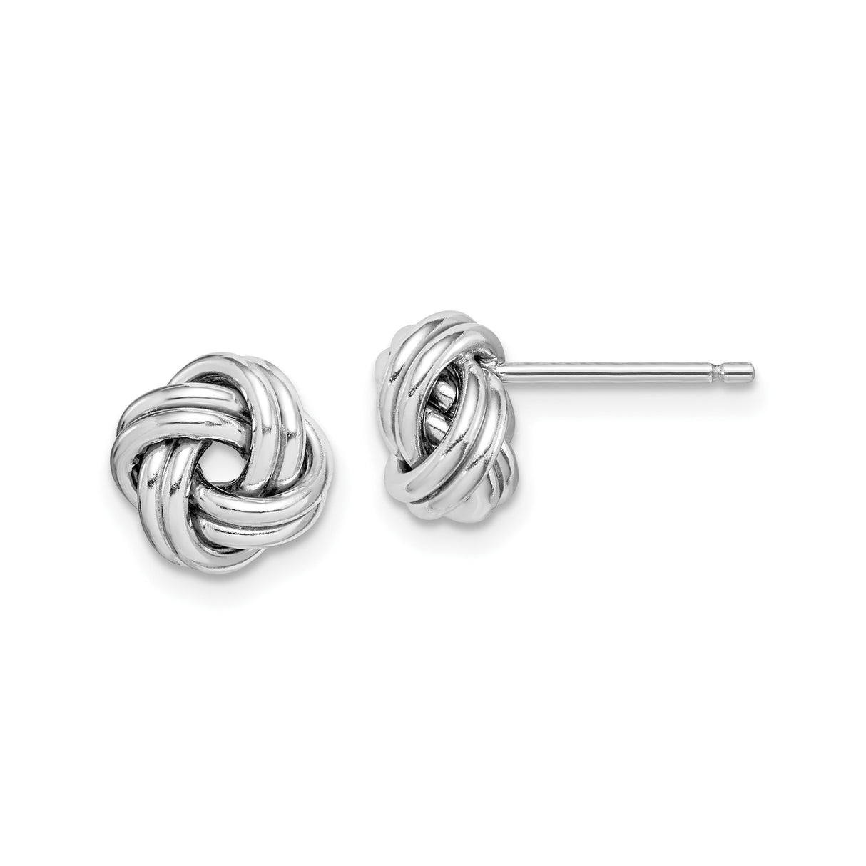 Sterling Silver Love Knot Stud Earrings with Intertwined Rope Design for Women