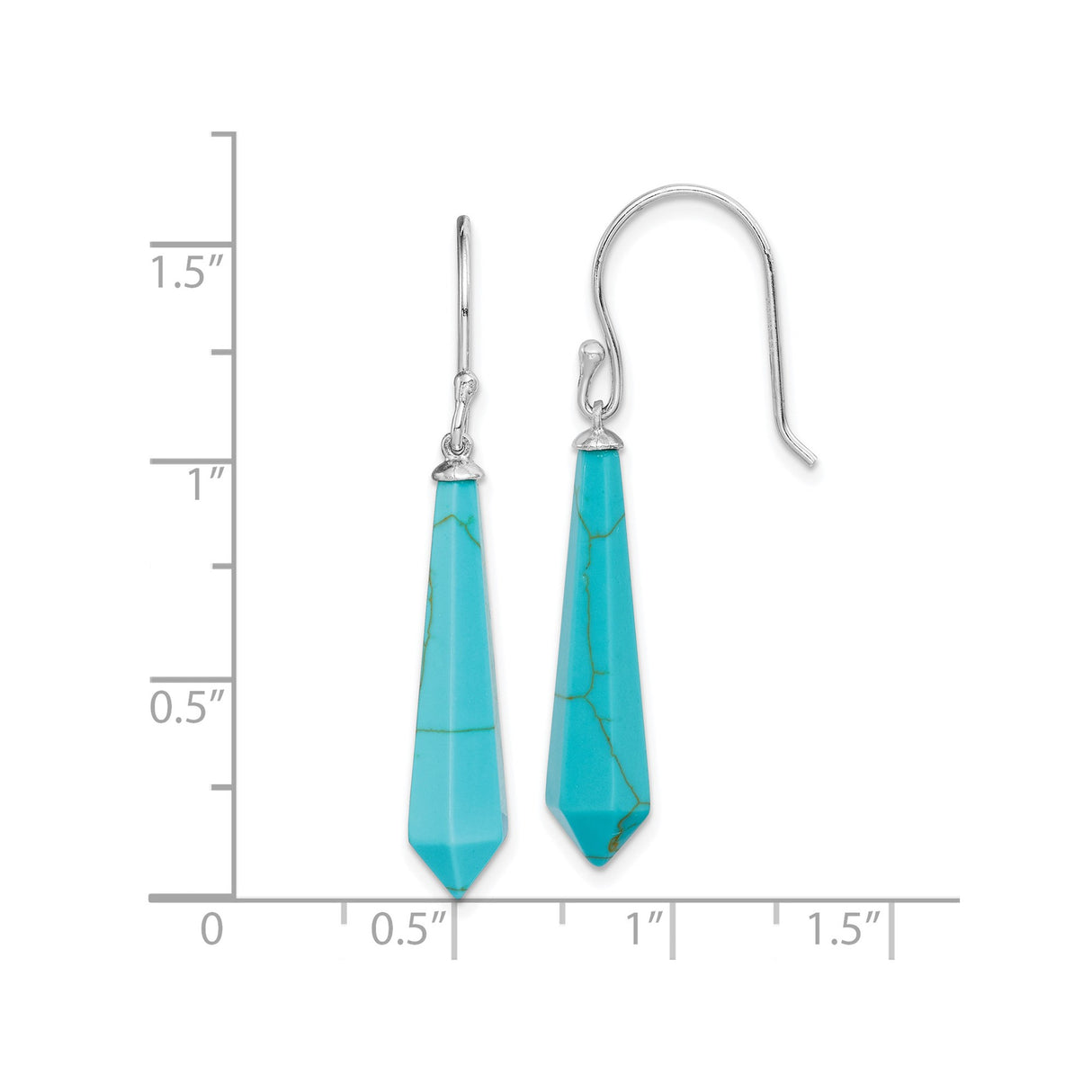 Sterling Silver Drop Earrings with Created Turquoise, Geometric Boho Dangles for Women