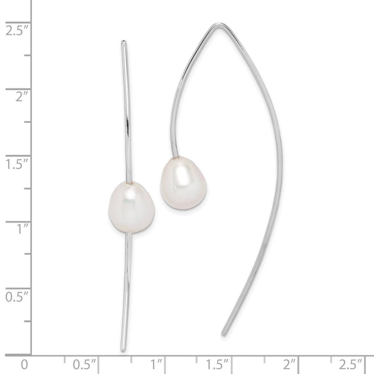 Sterling Silver Threader Earrings with Freshwater Pearls, Long Drop Dangle Style for Women