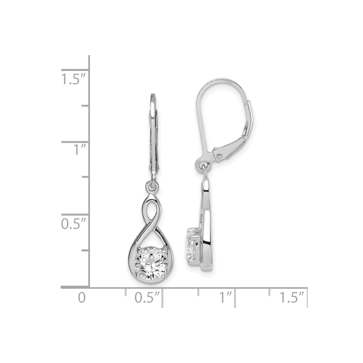 Sterling Silver Infinity Dangle Earrings with Cubic Zirconia Leverback Design for Women