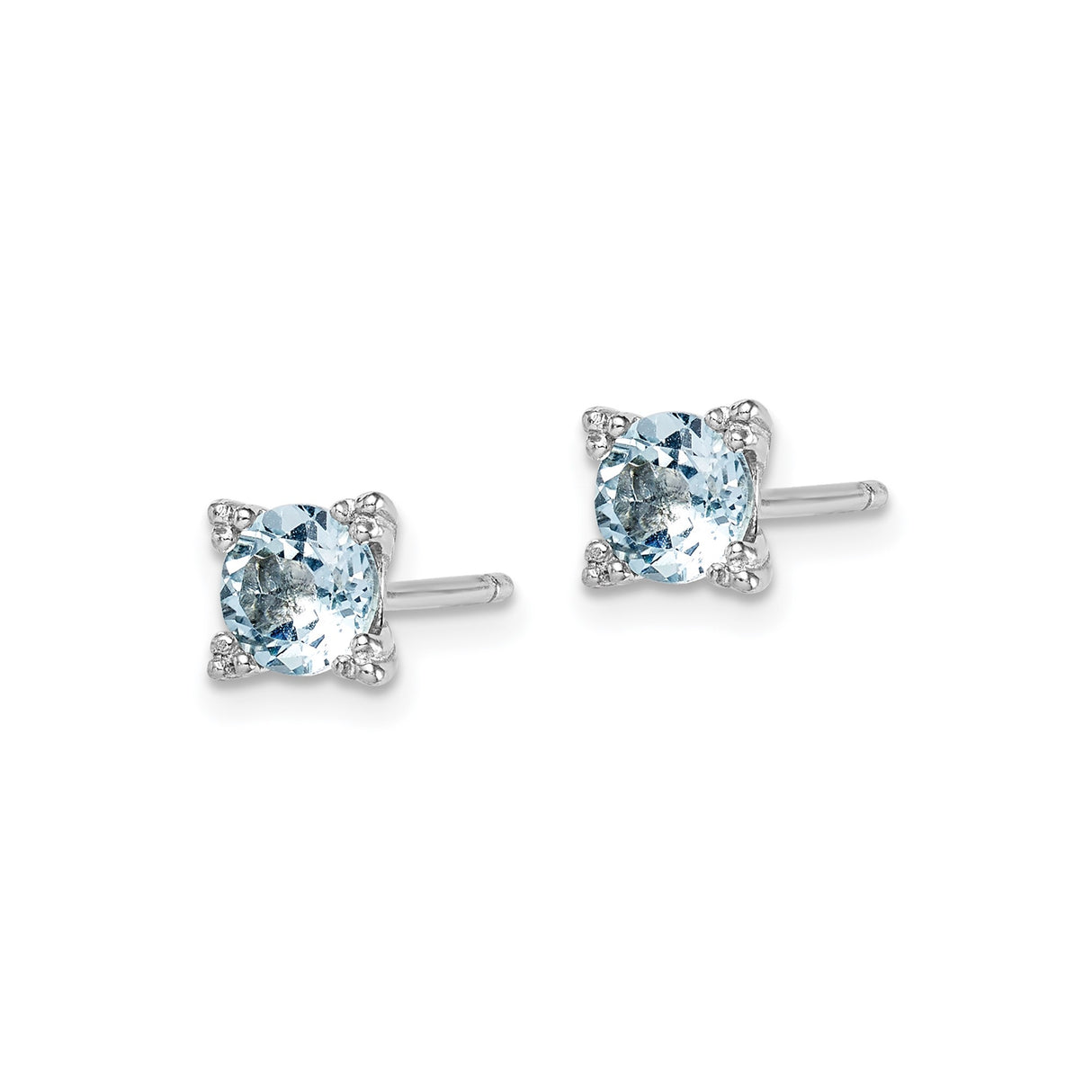 Sterling Silver Stud Earrings with Swiss Blue Topaz in Four-Prong Setting