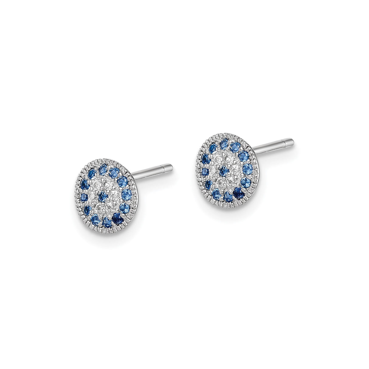 Sterling Silver Stud Earrings with Spinel and Cubic Zirconia, Halo Round Design for Women