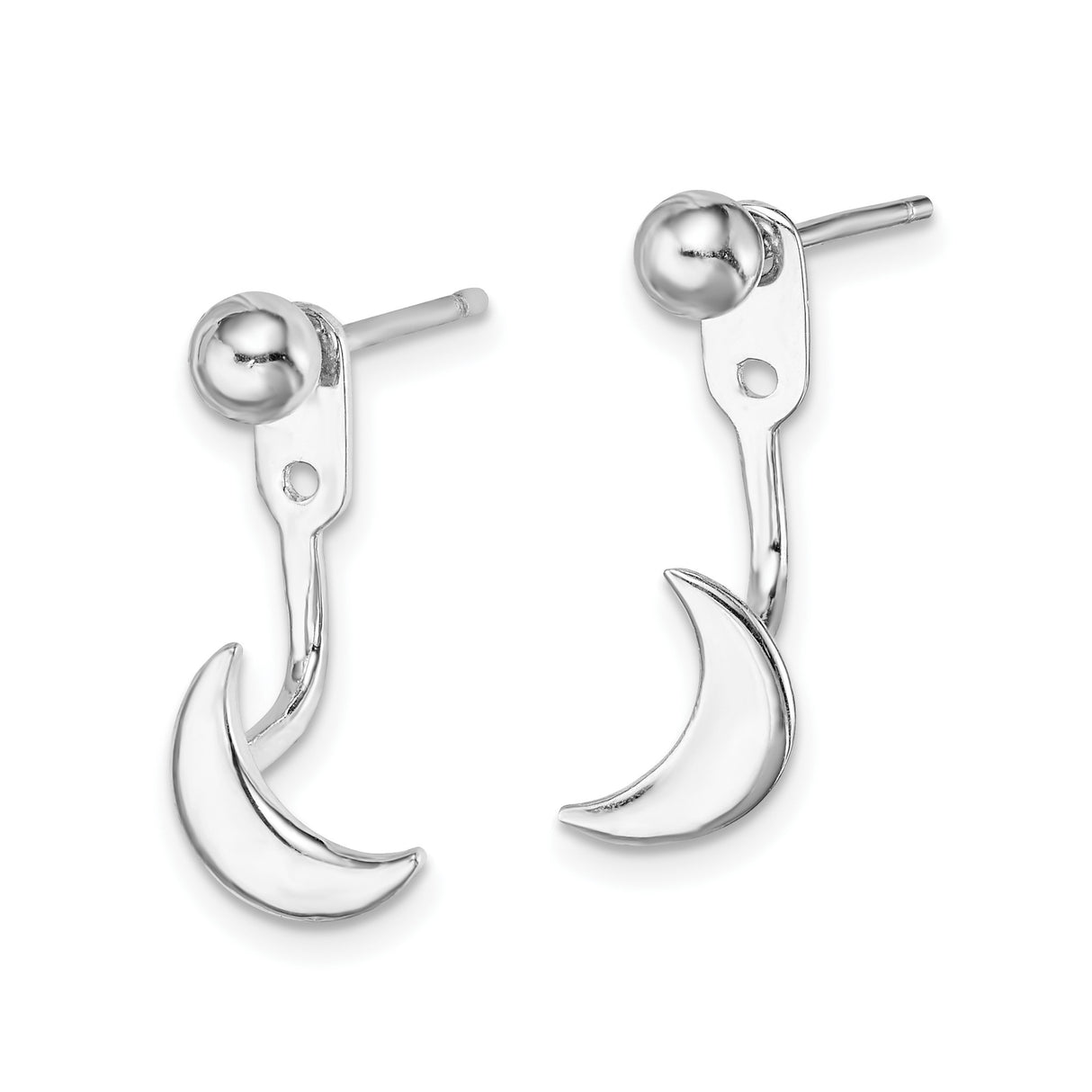 Sterling Silver Crescent Moon Front-Back Earrings, Minimalist Dainty Celestial Studs for Women