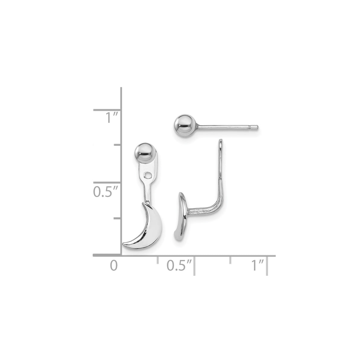 Sterling Silver Crescent Moon Front-Back Earrings, Minimalist Dainty Celestial Studs for Women