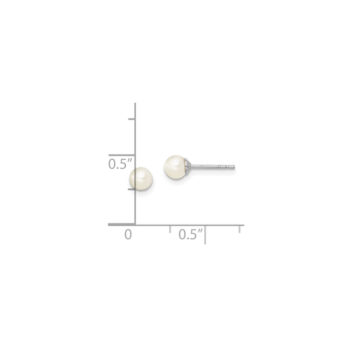 Sterling Silver Pearl Stud Earrings with Round White Freshwater Pearls, Classic Bridal Style for Women