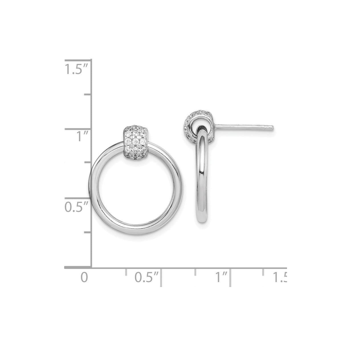 Sterling Silver Hoop Earrings with Pavé Cubic Zirconia, Modern Circle Design