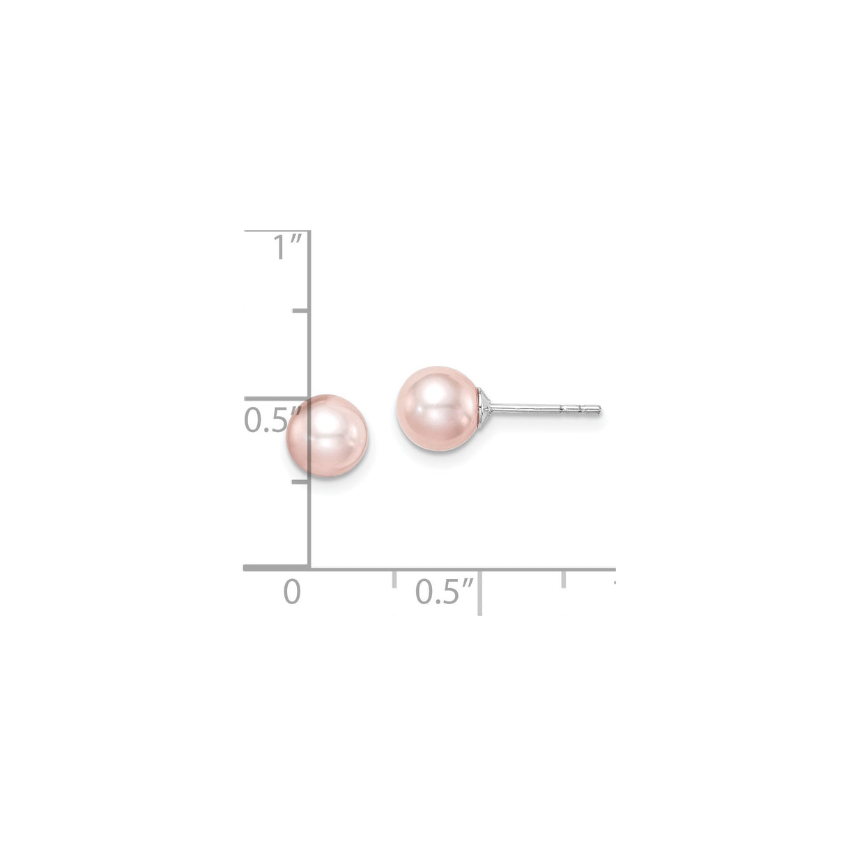 Sterling Silver Stud Earrings with Pink Pearl, Classic Round Design for Women