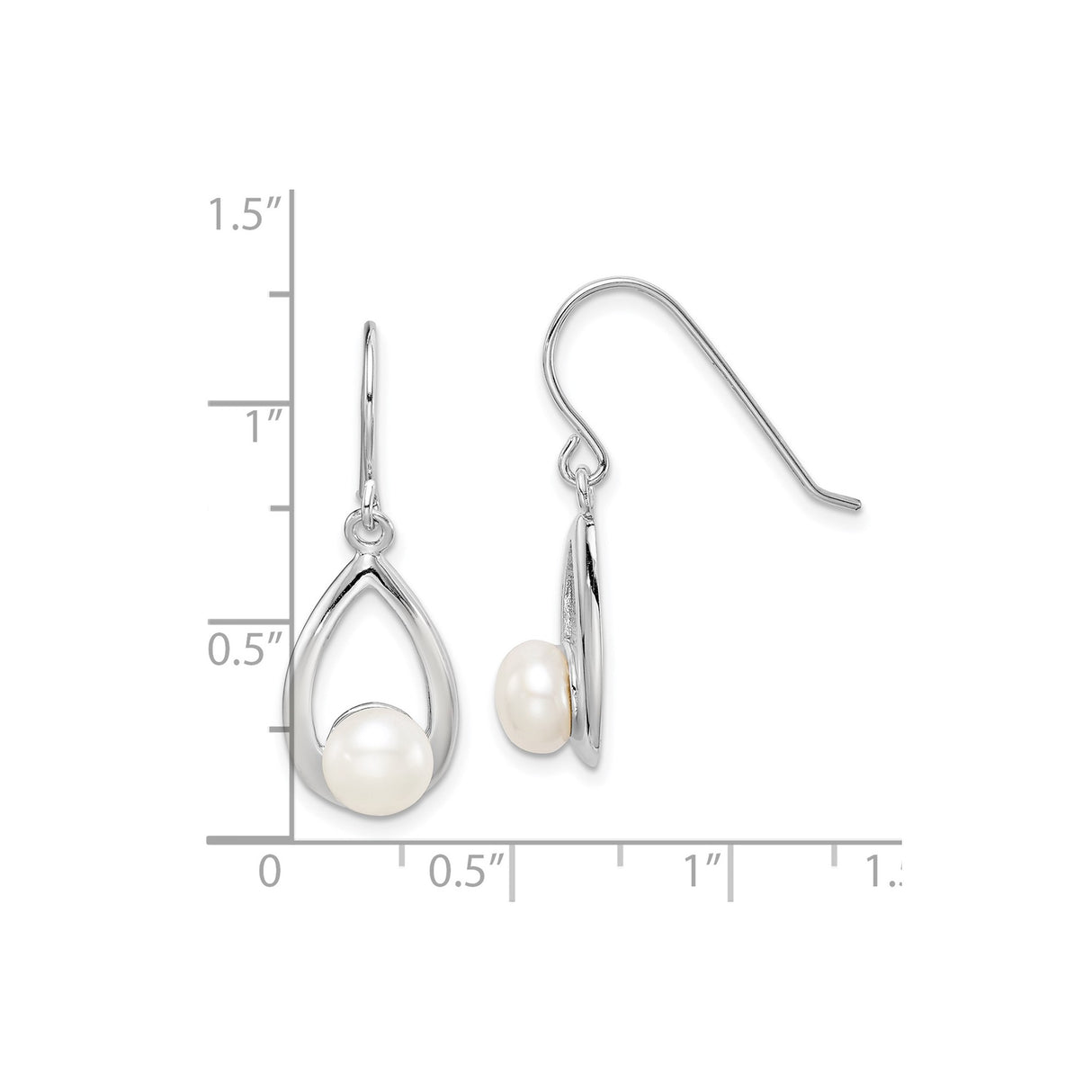 Sterling Silver Teardrop Dangle Earrings with Freshwater White Pearl, Modern Bridal Jewelry