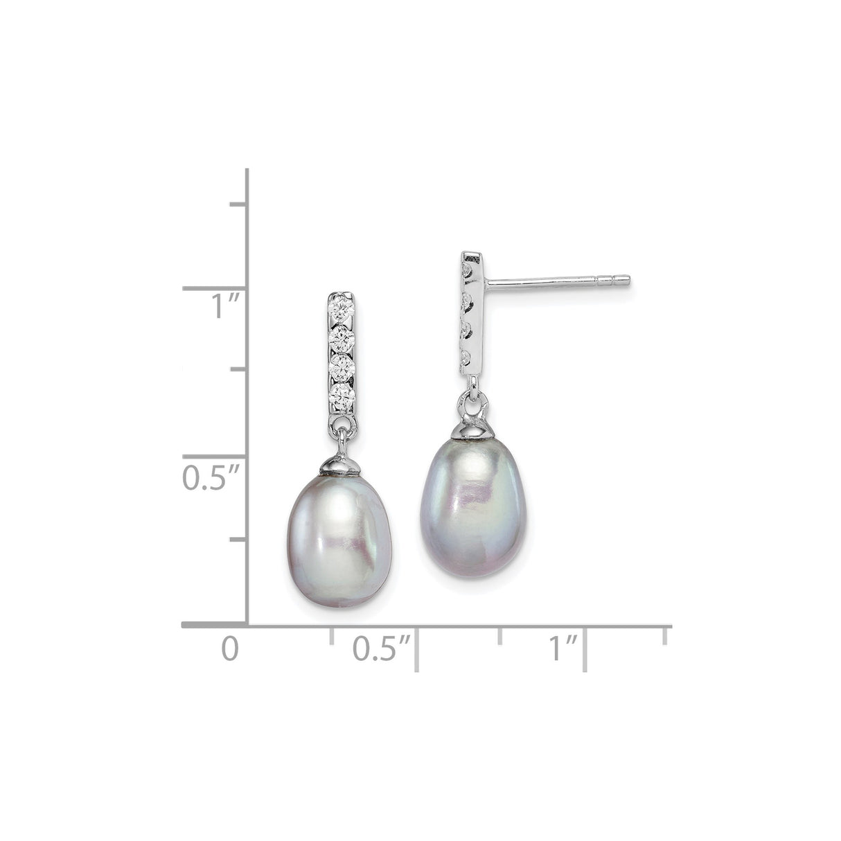 Sterling Silver Drop Earrings with Freshwater Pearls and Cubic Zirconia Accents