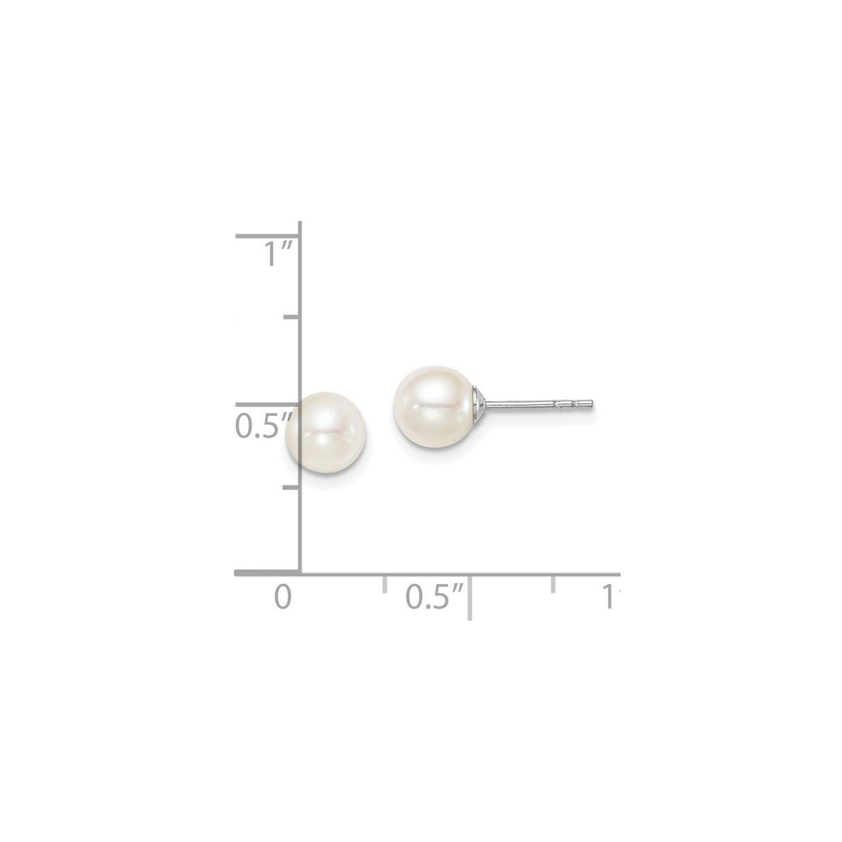 Sterling Silver Pearl Stud Earrings, White Round Freshwater Cultured Pearls, Minimalist Design