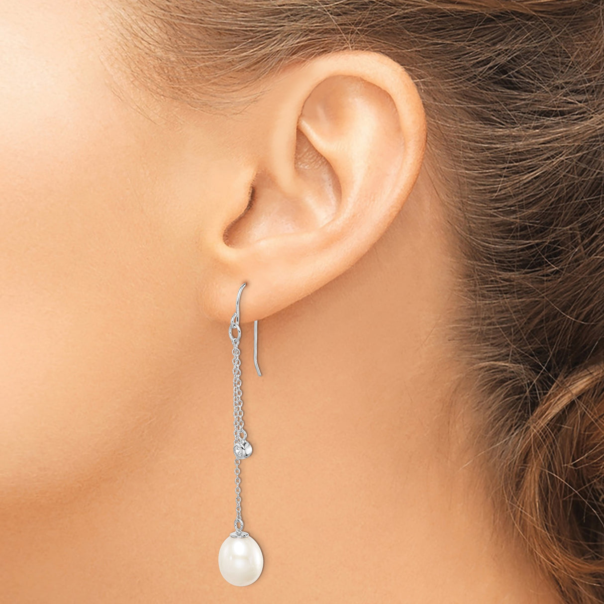 Sterling Silver Dangle Earrings with Freshwater Pearls and Cubic Zirconia Accents