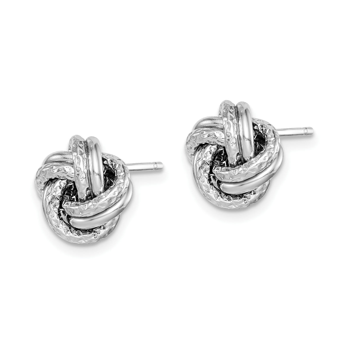 Sterling Silver Love Knot Stud Earrings, Intertwined Polished and Textured Design