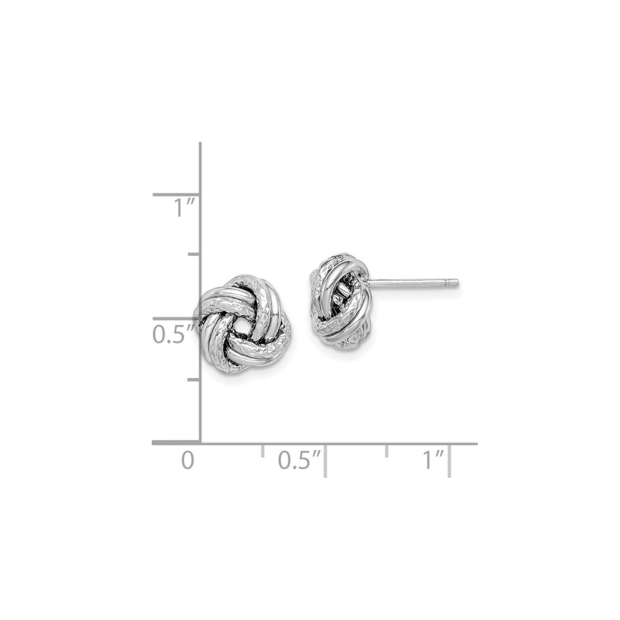 Sterling Silver Love Knot Stud Earrings, Intertwined Polished and Textured Design