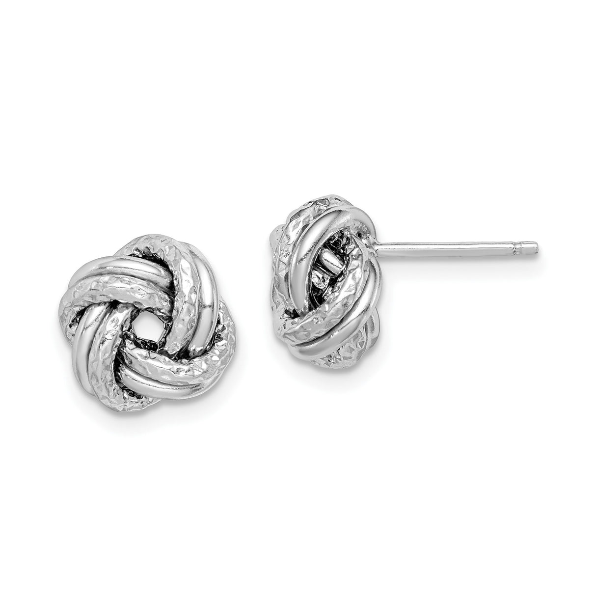 Sterling Silver Love Knot Stud Earrings, Intertwined Polished and Textured Design
